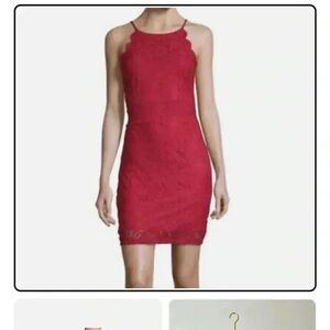 By&By Sleeveless Bodycon Red Floral Lace Mini Dress Juniors Sz.13